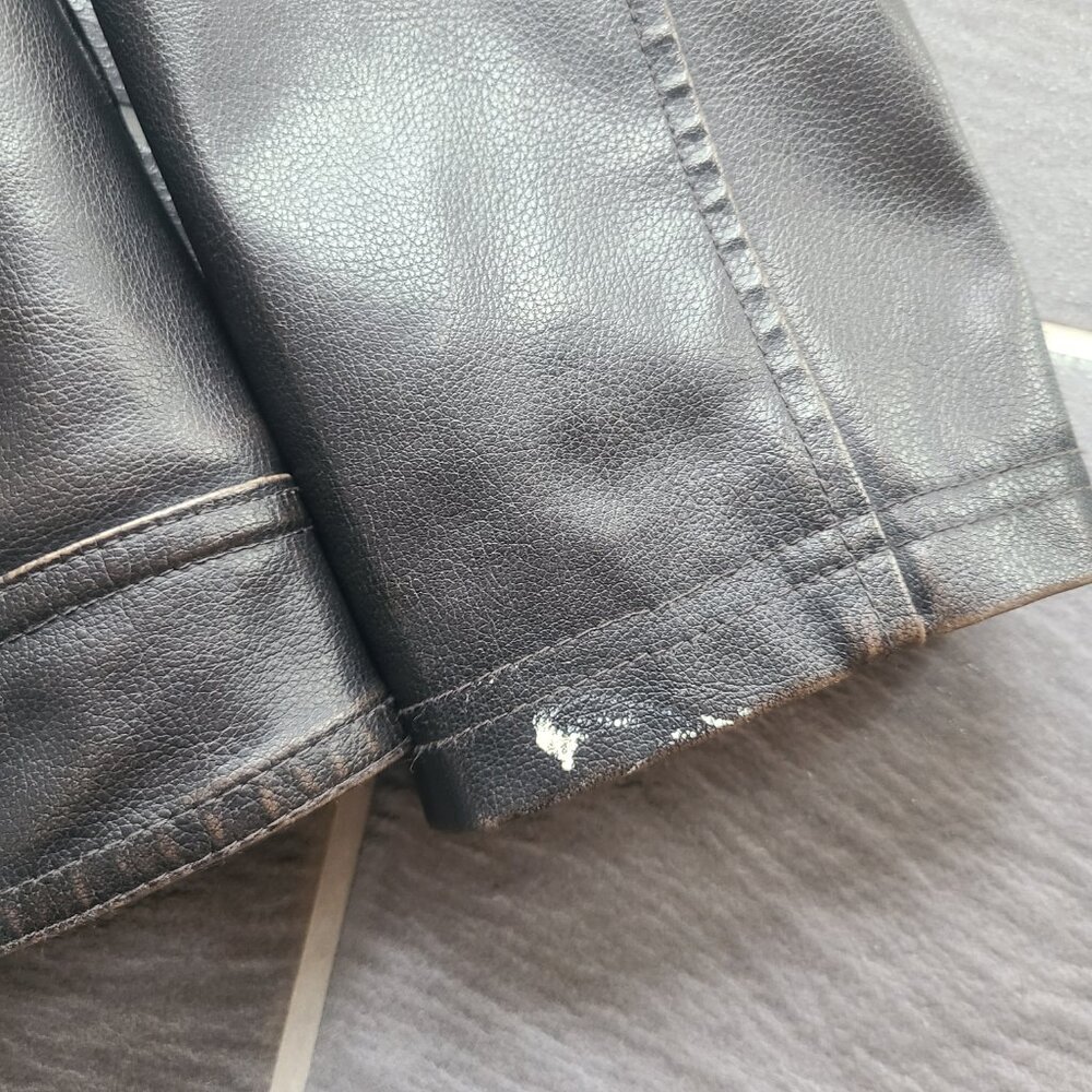 Vintage Genuine Leather Dark Brown Bomber Jacket Full Zip Sherpa Lining - Medium - Picture 7 of 11